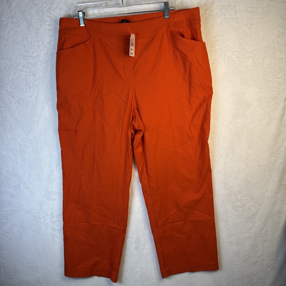 Ashley Stewart Women's 18/20 Orange Ankle Dress Pants High Waist Casual Pull On
